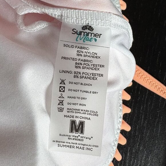 SUMMER MAE Womens M Ruffled Smocked Bandeau Maternity Swimsuit Top Orange NEW - Picture 4 of 7